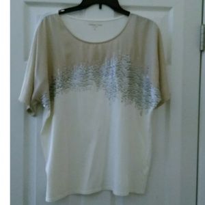 NWOT Coldwater Creek Sequin Cream Top Size 14 L
